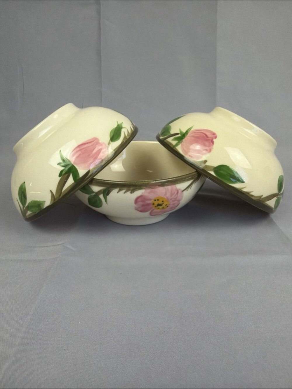 Franciscan Desert Rose Set Of 3 - 5.5” Footed Oatmeal Bowl Made in USA